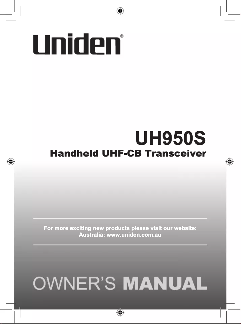 Page 1 de la notice Manuel utilisateur Uniden UH950S