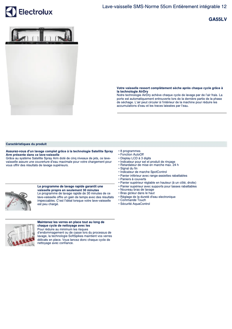 Page n°1 - Fiche technique Electrolux GA55LV