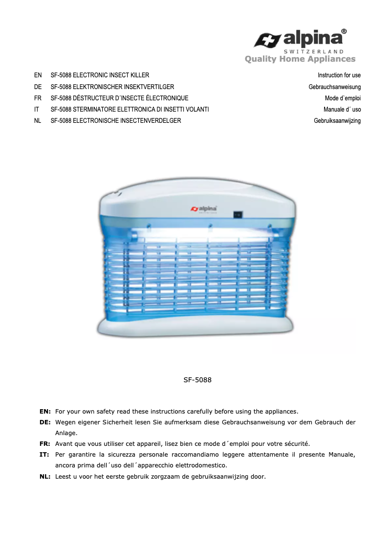 Page n°1 - Manuel utilisateur Alpina SF5088
