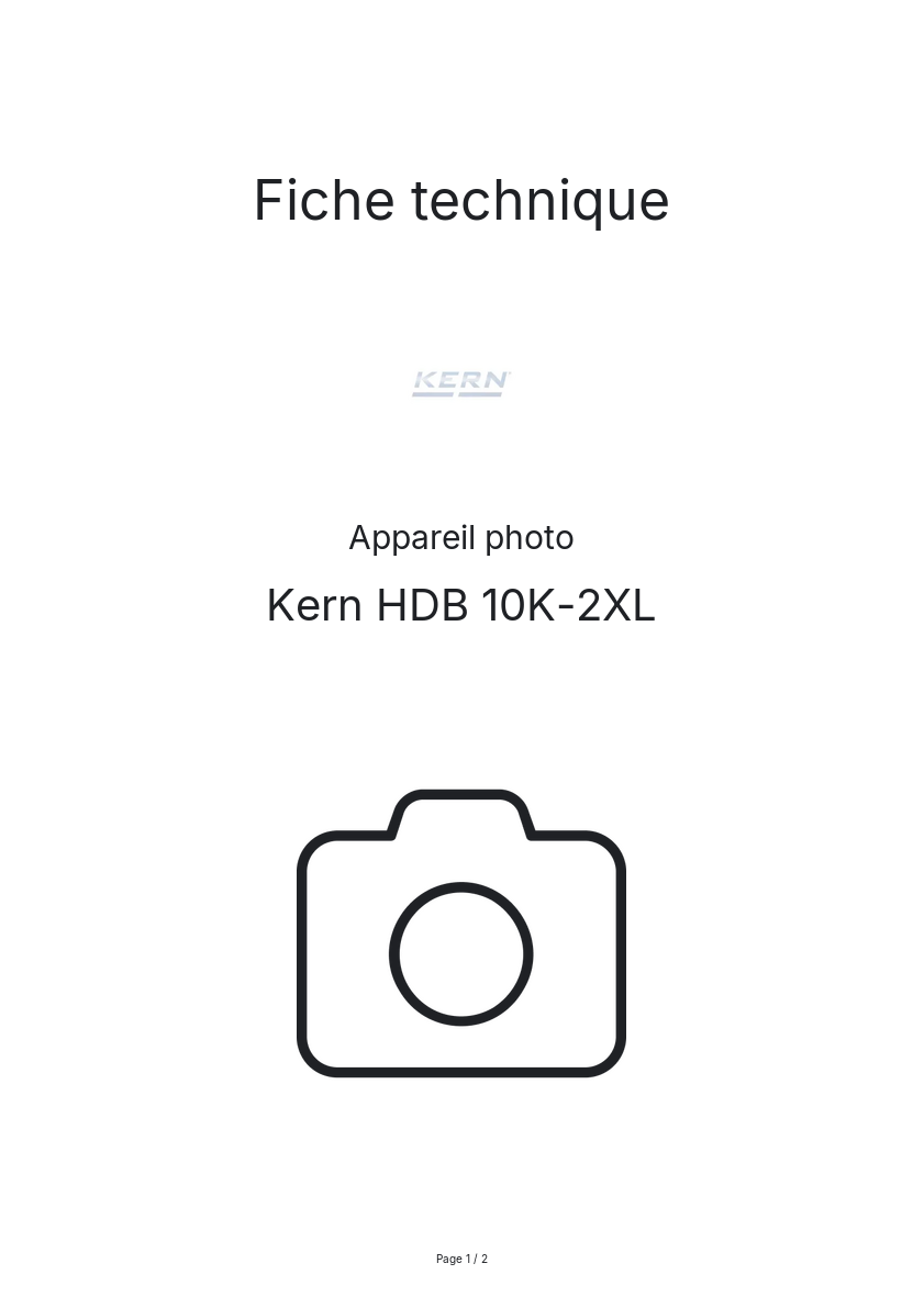 Page n°1 - Fiche technique Kern HDB 10K-2XL