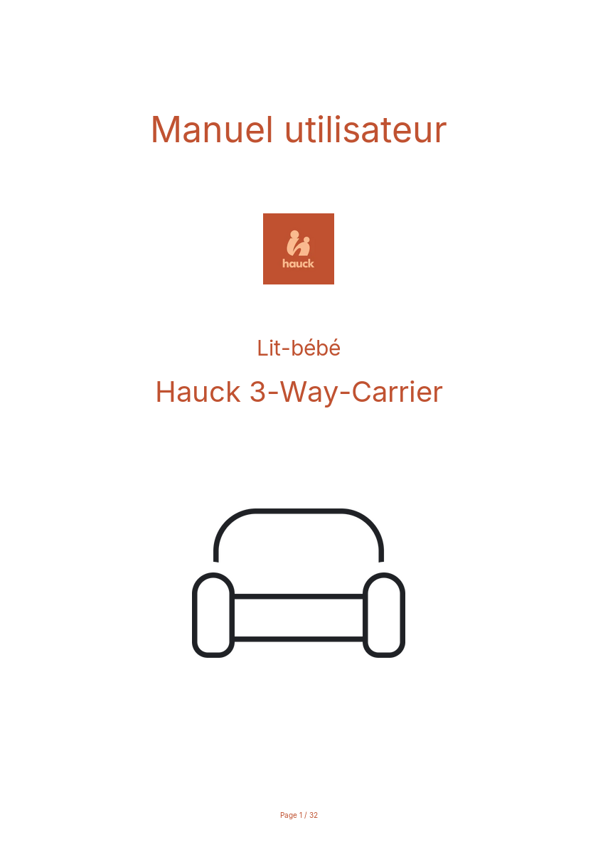 Page n°1 - Manuel utilisateur Hauck 3-Way-Carrier