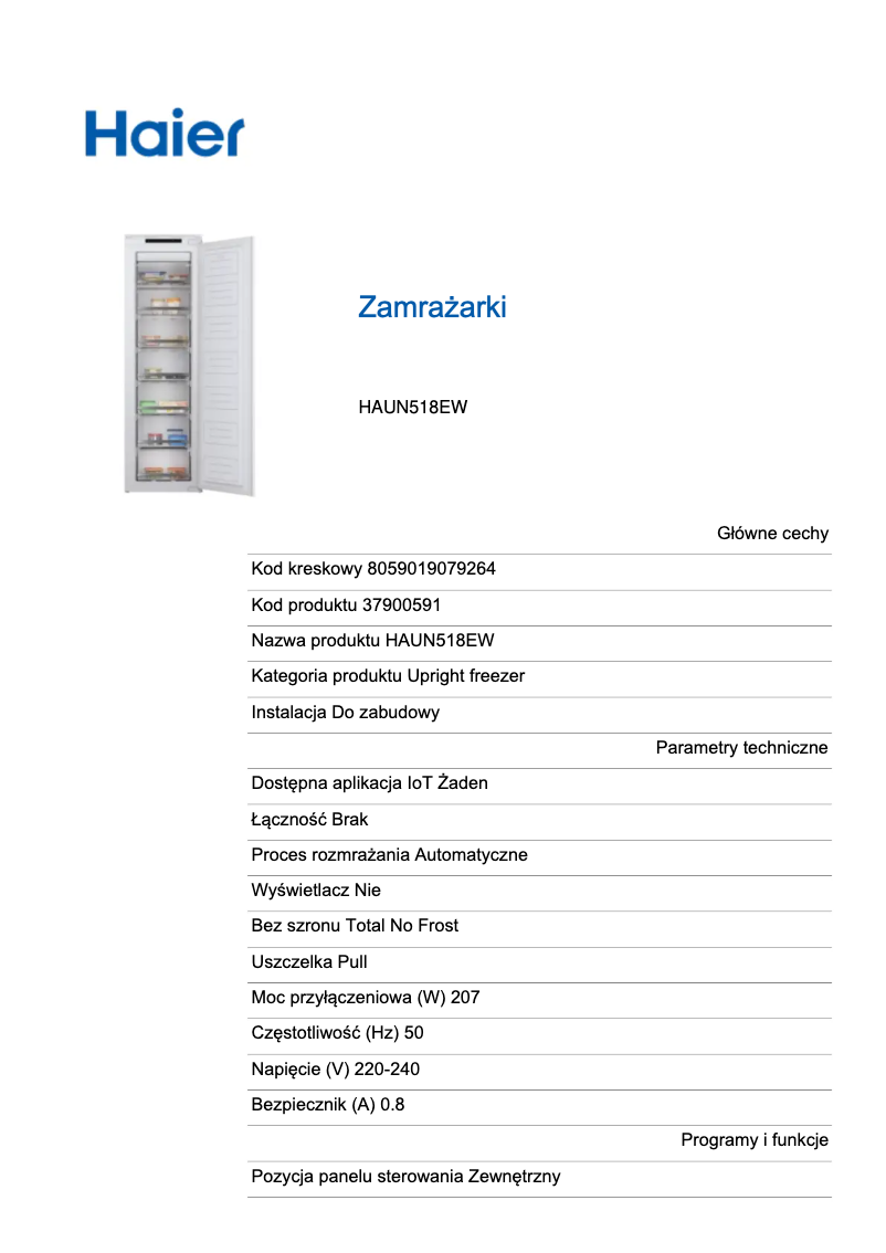 Page n°1 - Label énergétique Haier HAUN518EW