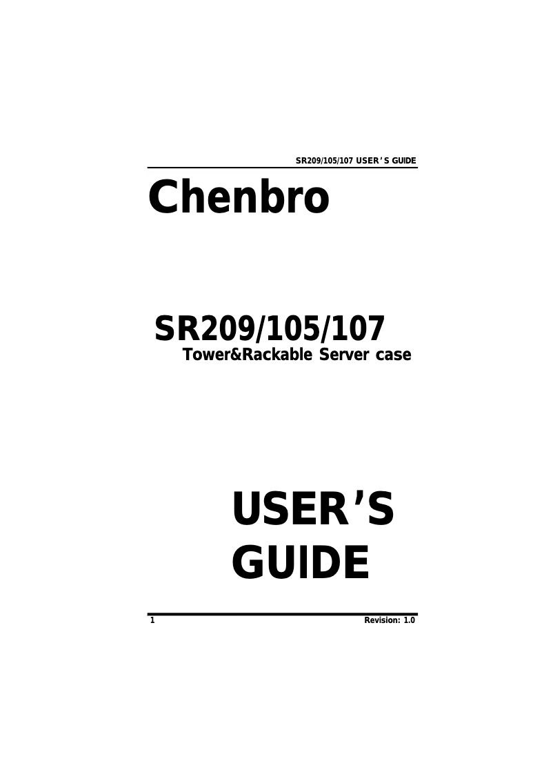 Page 1 de la notice Manuel utilisateur Chenbro Micom SR107