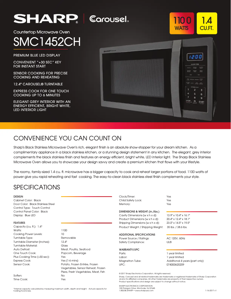 Page n°1 - Fiche technique Sharp SMC1452CH