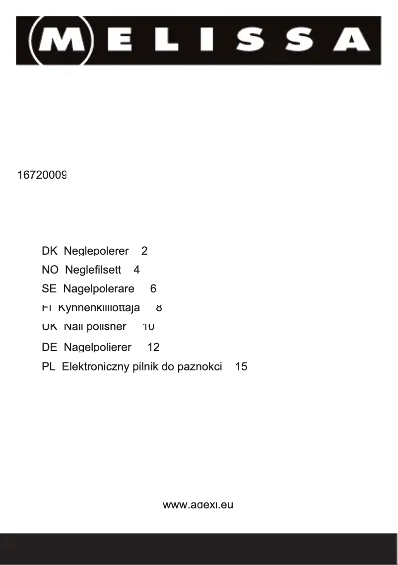 Page n°1 - Manuel utilisateur Melissa 16720009