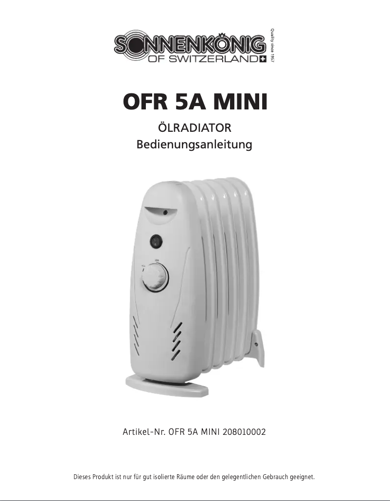 Image de la première page du manuel de l'appareil OFR5A Mini
