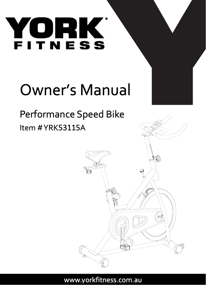 Página 1 del manual Manual de usuario York Fitness Performance Speed Bike