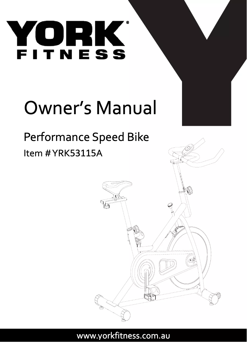 Page n°1 - Manuel utilisateur York Fitness Performance Speed Bike