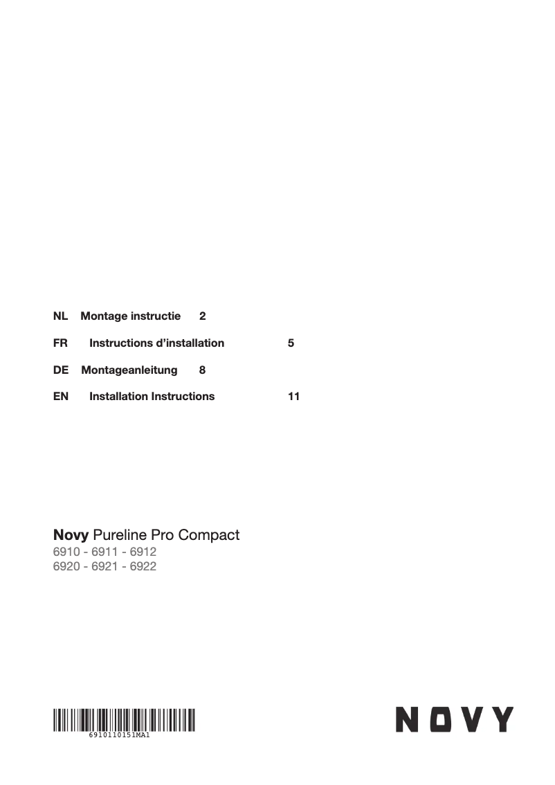 Page n°1 - Guide d'installation Novy Pureline Pro Compact 6922