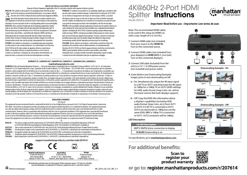 Page 1 de la notice Manuel utilisateur Manhattan 207614