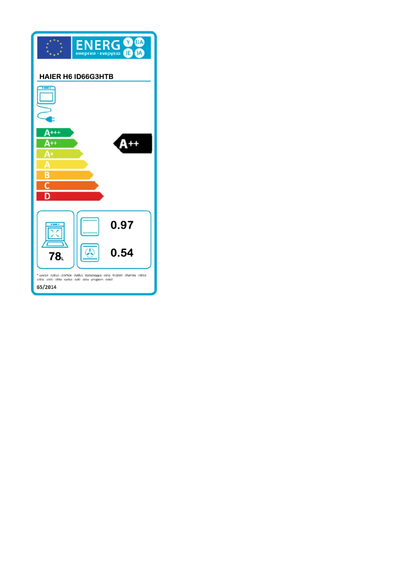 Page n°1 - Label énergétique Haier H6 ID66G3HTB