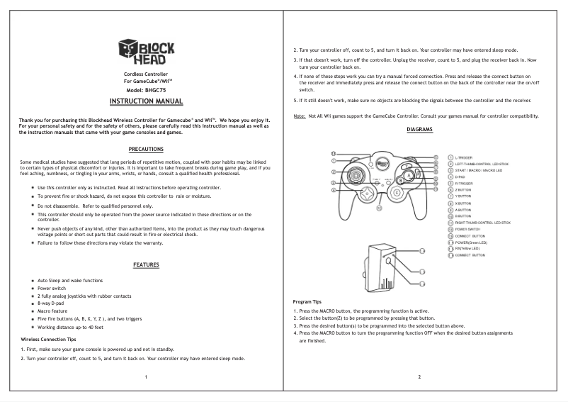 Page n°1 - Manuel utilisateur Blockhead BHGC75