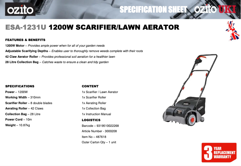 Image de la première page du manuel de l'appareil ESA-1231U