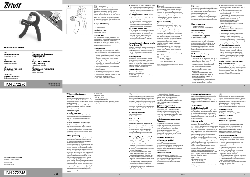 Page n°1 - Manuel utilisateur Crivit IAN 272256
