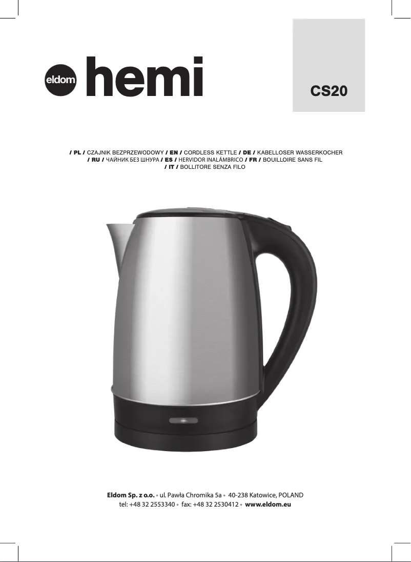 Page n°1 - Manuel utilisateur Eldom Hemi CS20