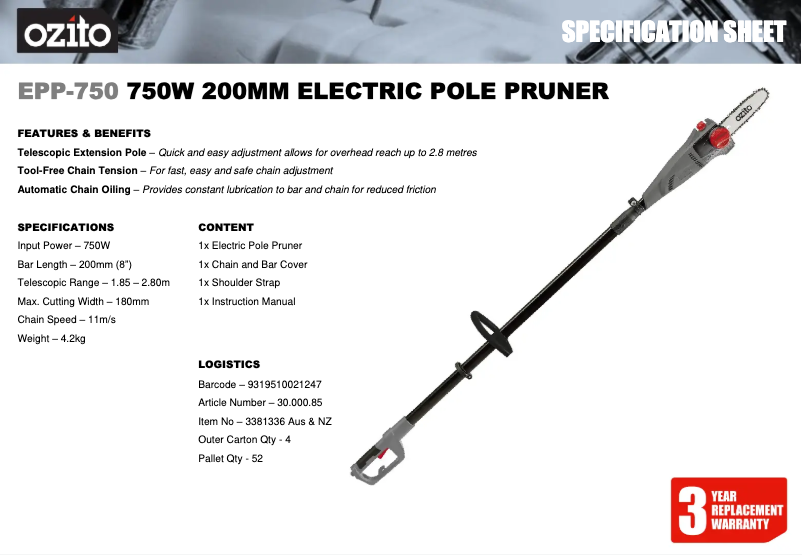 Image de la première page du manuel de l'appareil EPP-750