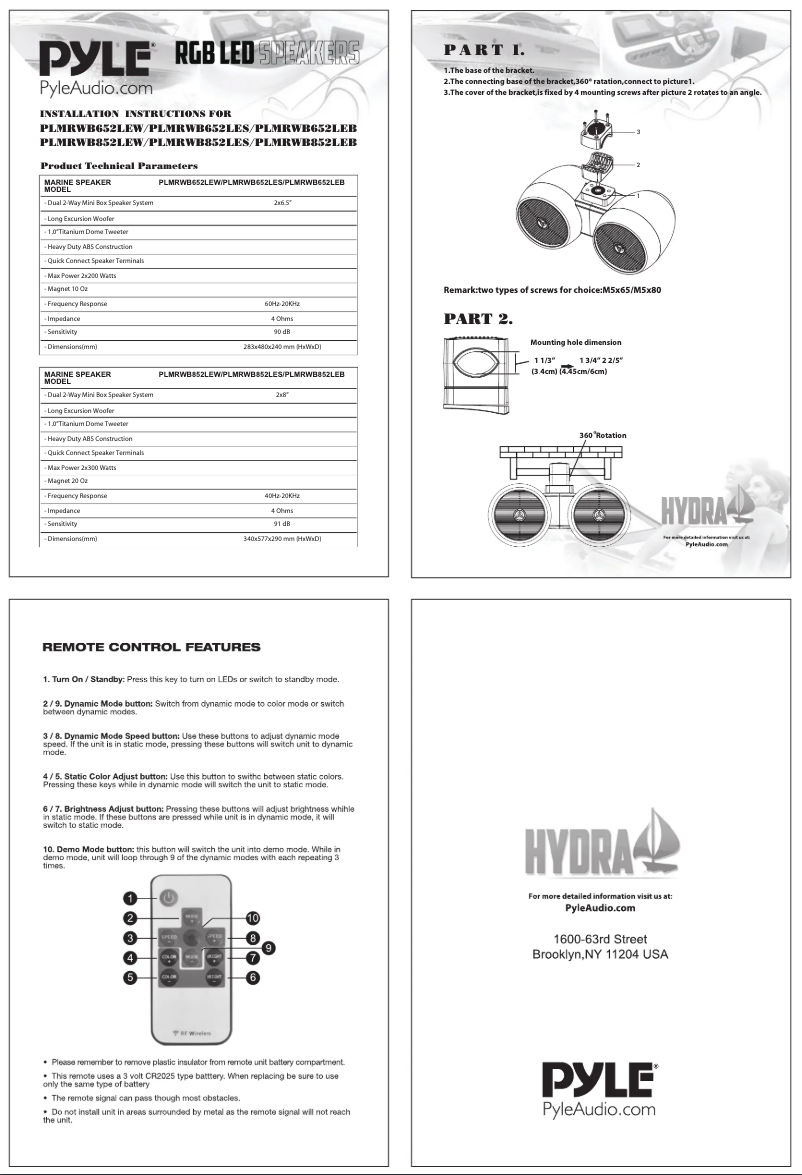Page n°1 - Manuel utilisateur Pyle PLMRWB652LES