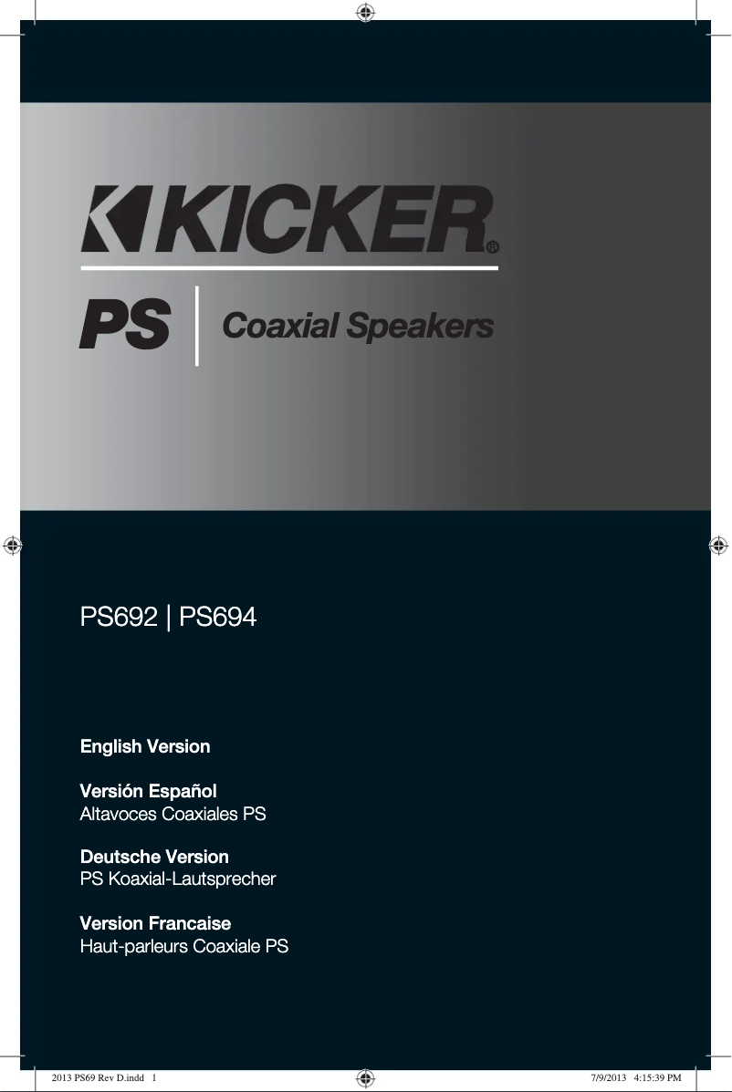 Page 1 de la notice Manuel utilisateur Kicker PS692