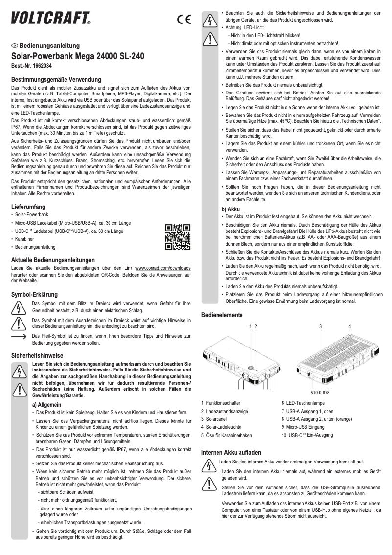 Page 1 de la notice Manuel utilisateur Voltcraft SL-240