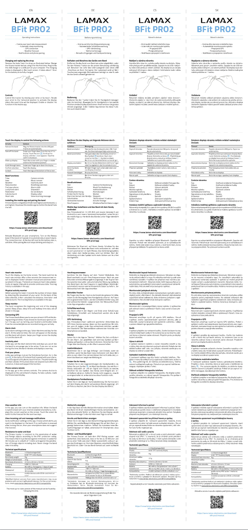 Page 1 de la notice Manuel utilisateur Lamax BFit PRO2