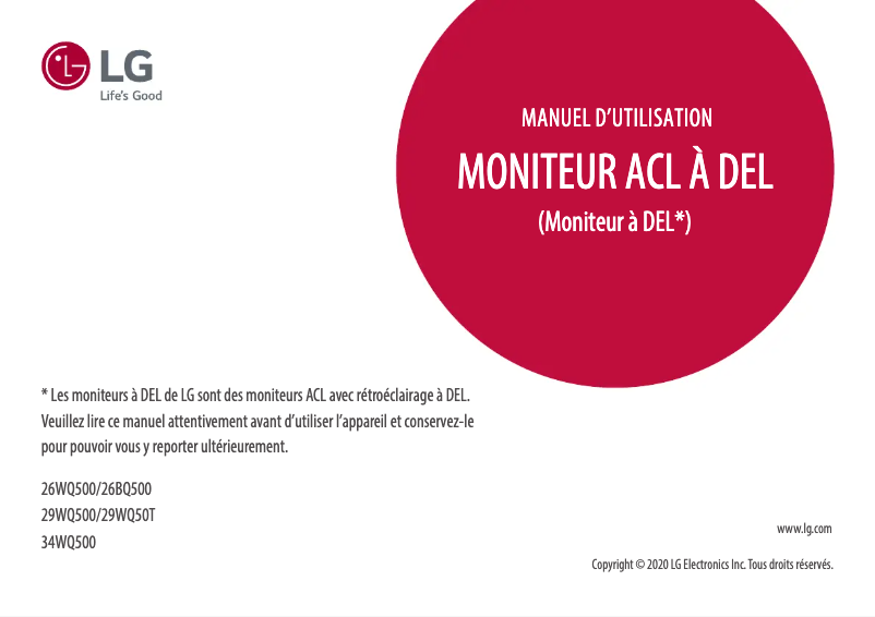 Page n°1 - Manuel utilisateur LG 29WQ50T