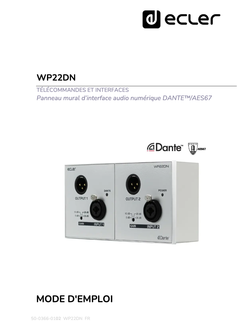 Page 1 de la notice Manuel utilisateur Ecler WP22DN