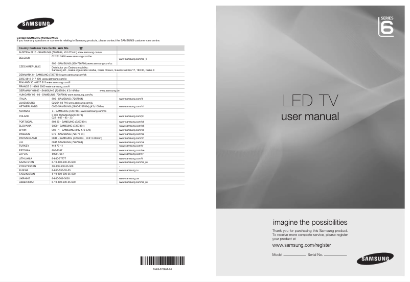 Page n°1 - Manuel utilisateur Samsung UE46B6000