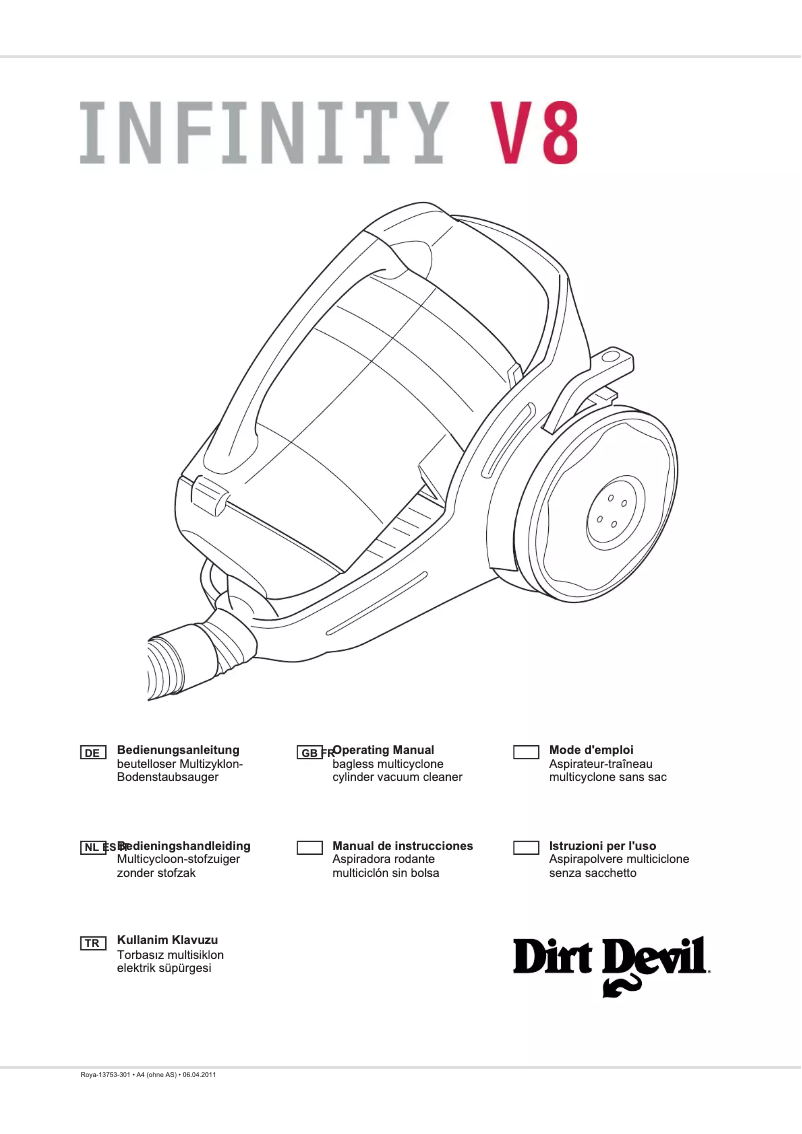 Page n°1 - Manuel utilisateur Dirt Devil Infinity V8 M5021