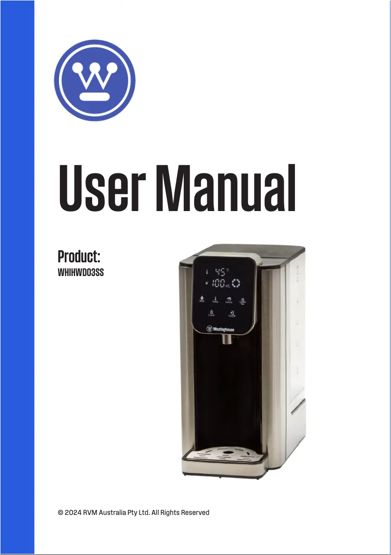 Page n°1 - Manuel utilisateur Westinghouse WHIHWD03SS
