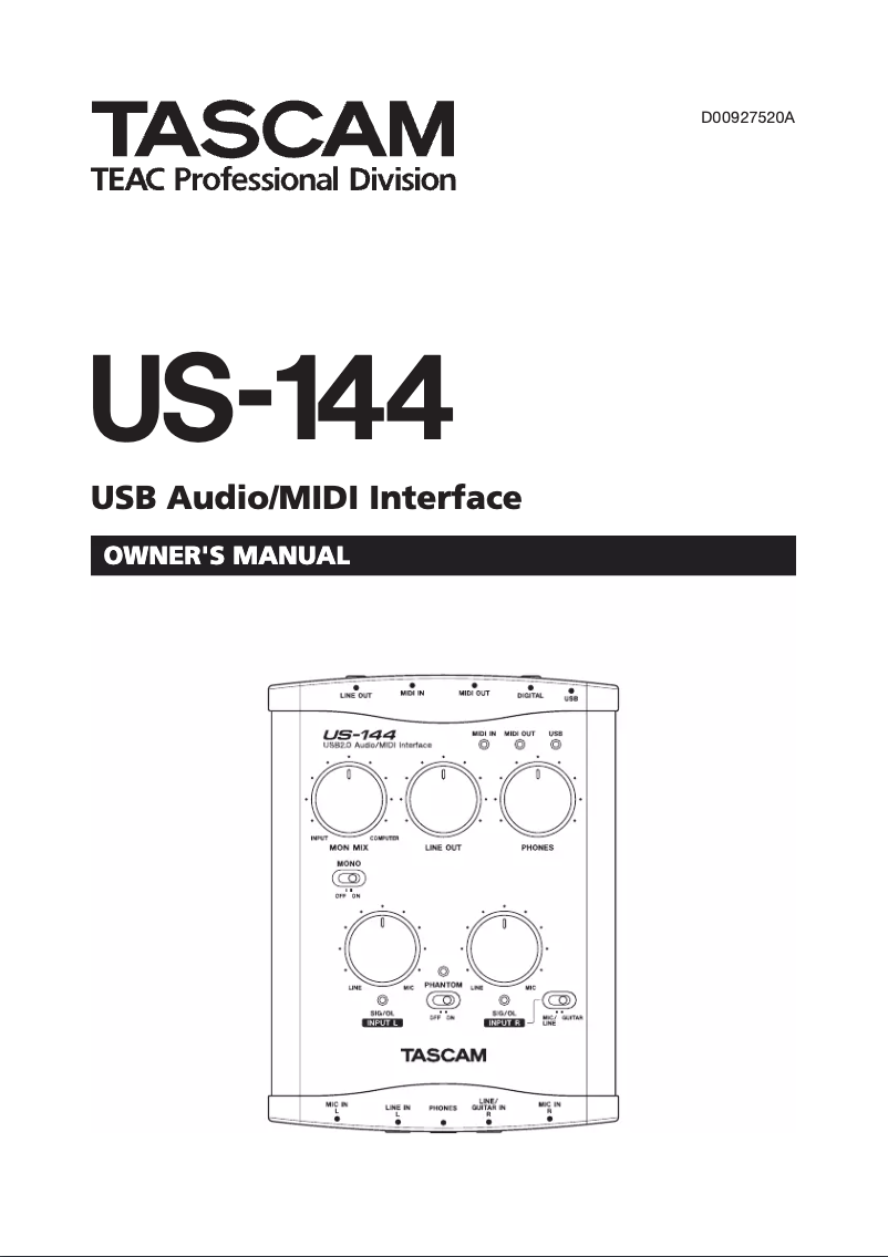 Image de la première page du manuel de l'appareil US-144