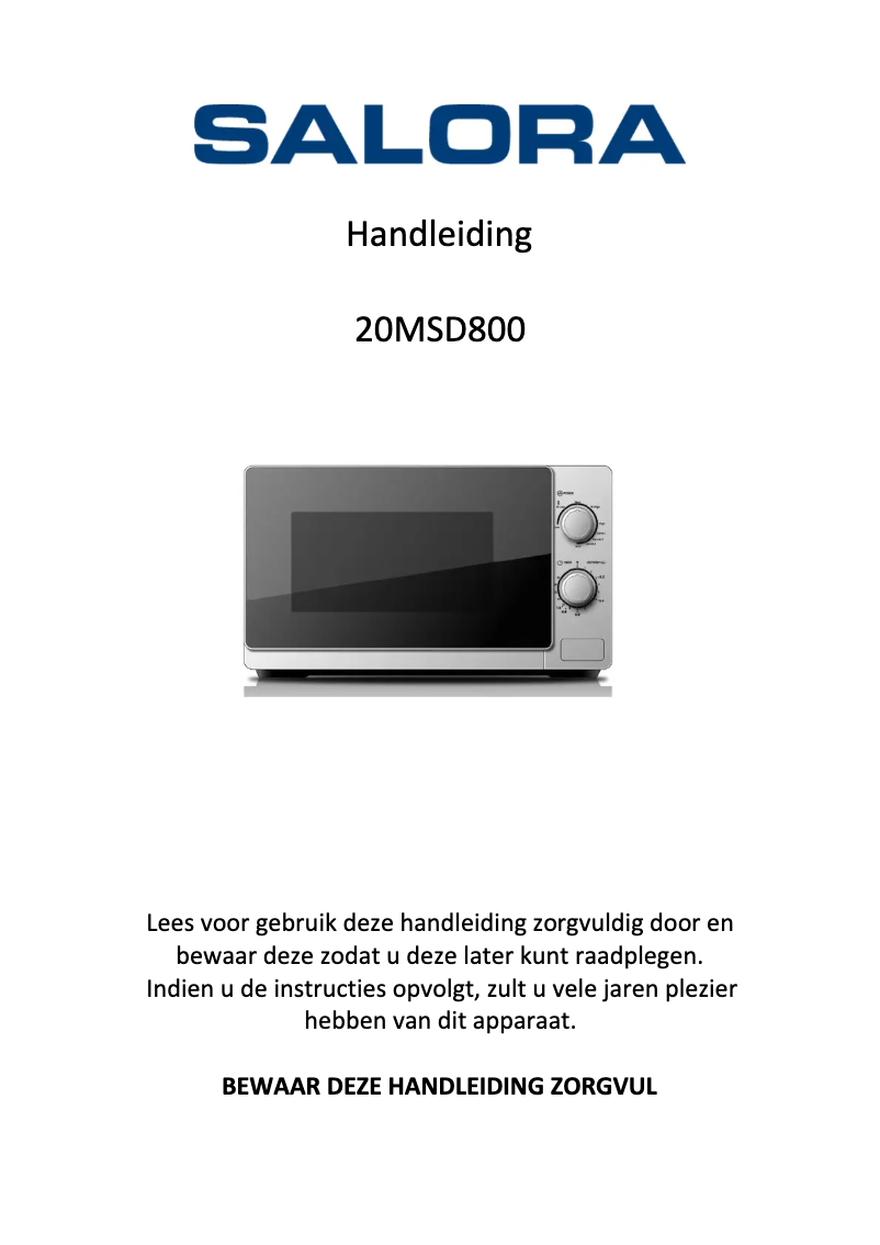 Image de la première page du manuel de l'appareil 20MSD800