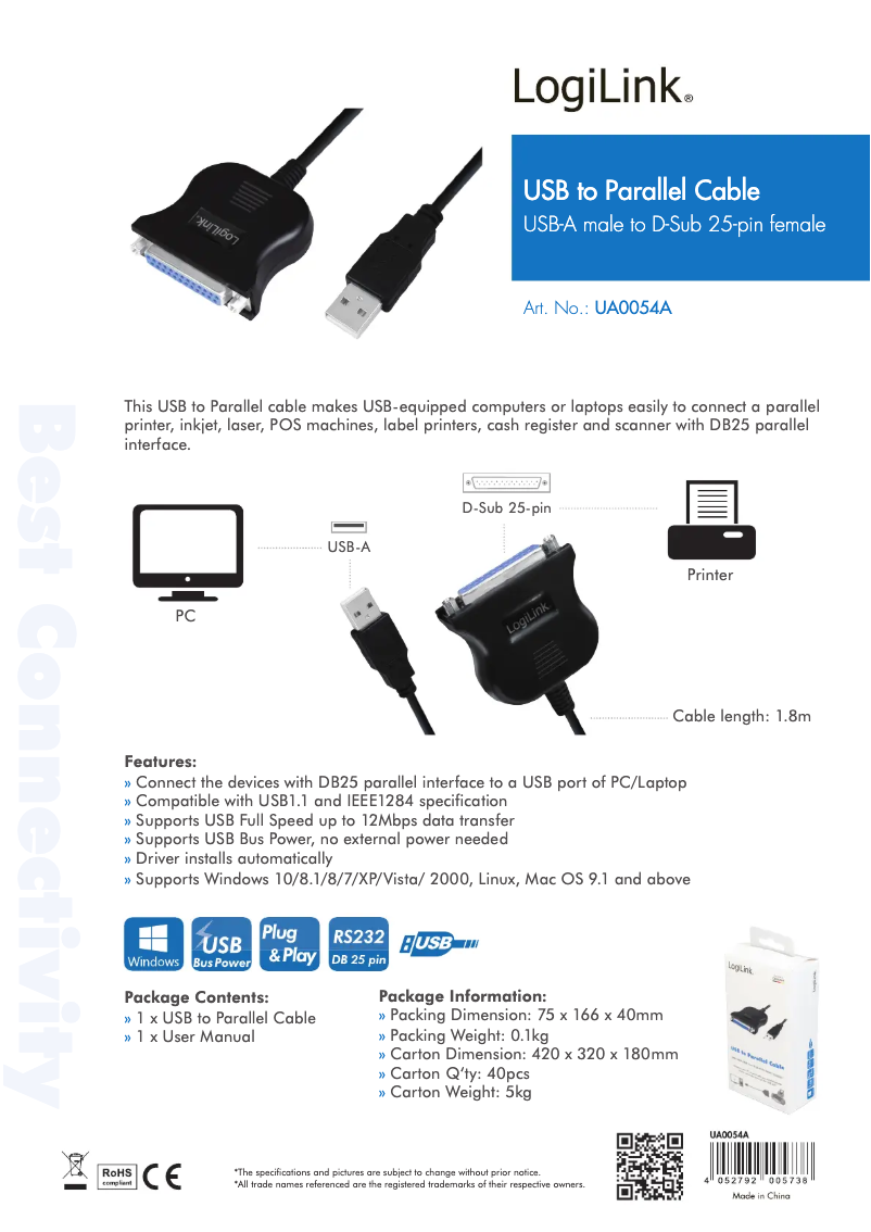 Page n°1 - Manuel utilisateur LogiLink UA0054