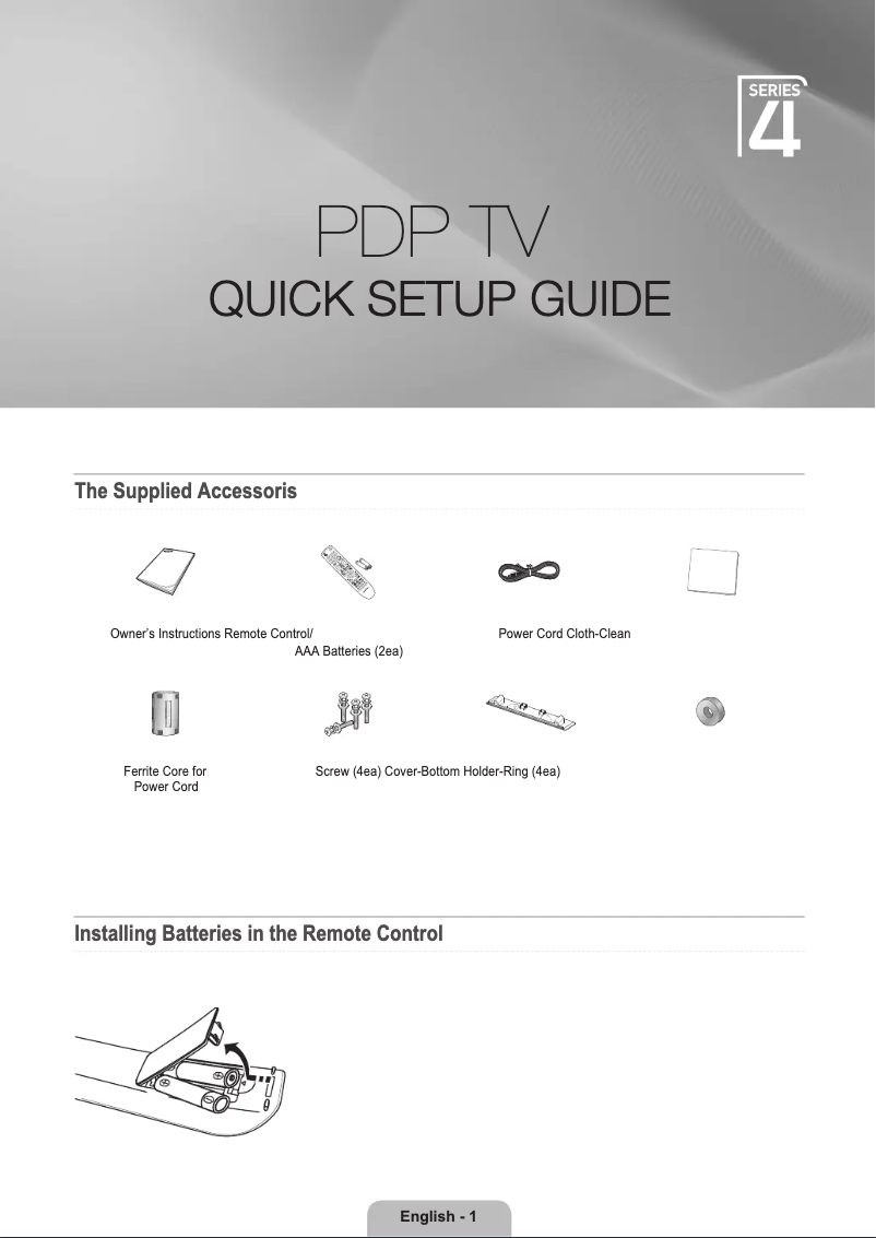 Page 1 de la notice Manuel utilisateur Samsung PS50B456B2W