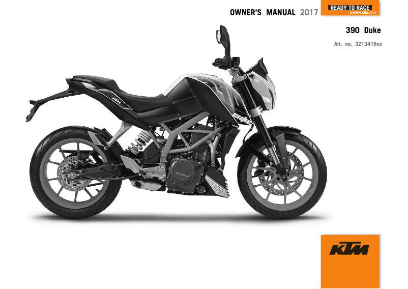 Image de la première page du manuel de l'appareil 390 Duke CKD (2017)