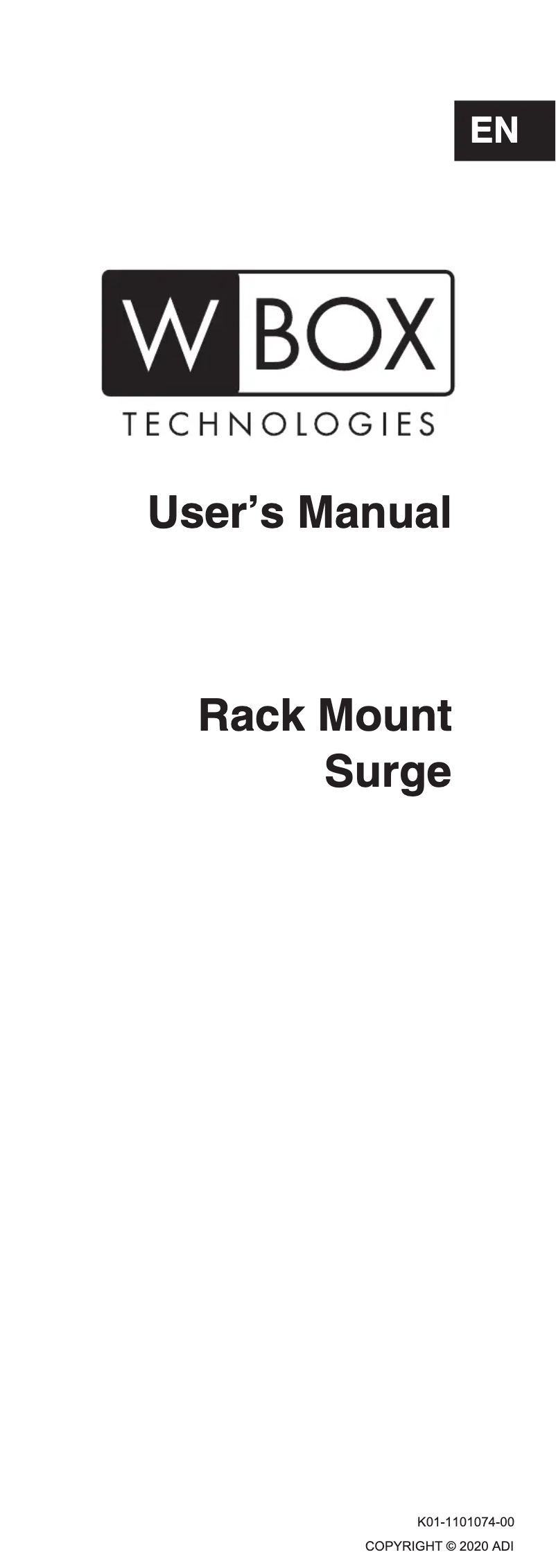 Página 1 del manual Manual de usuario W Box 0E-RCKMTSURG