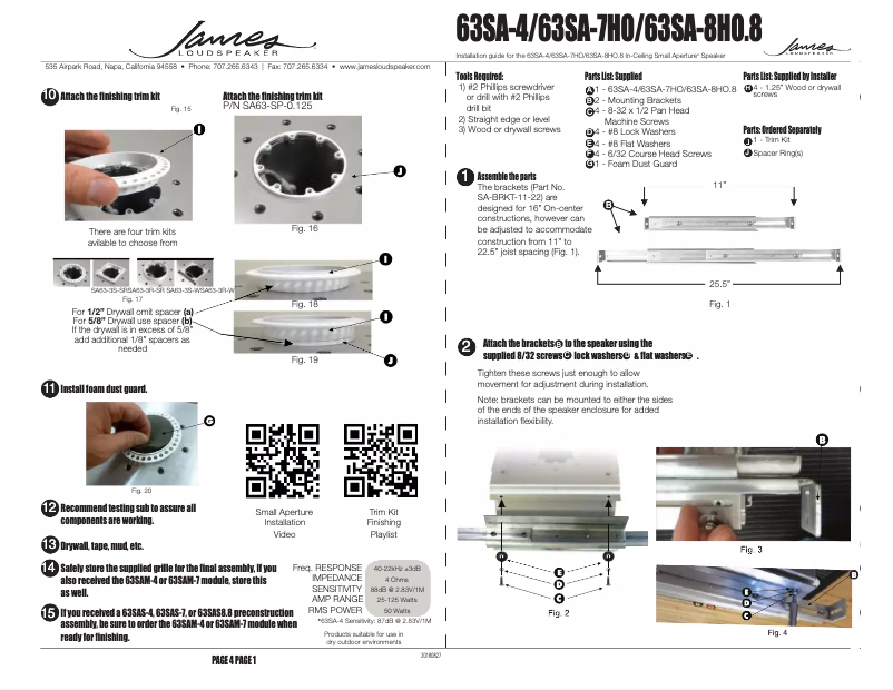 Page 1 de la notice Manuel utilisateur James 63SA-7