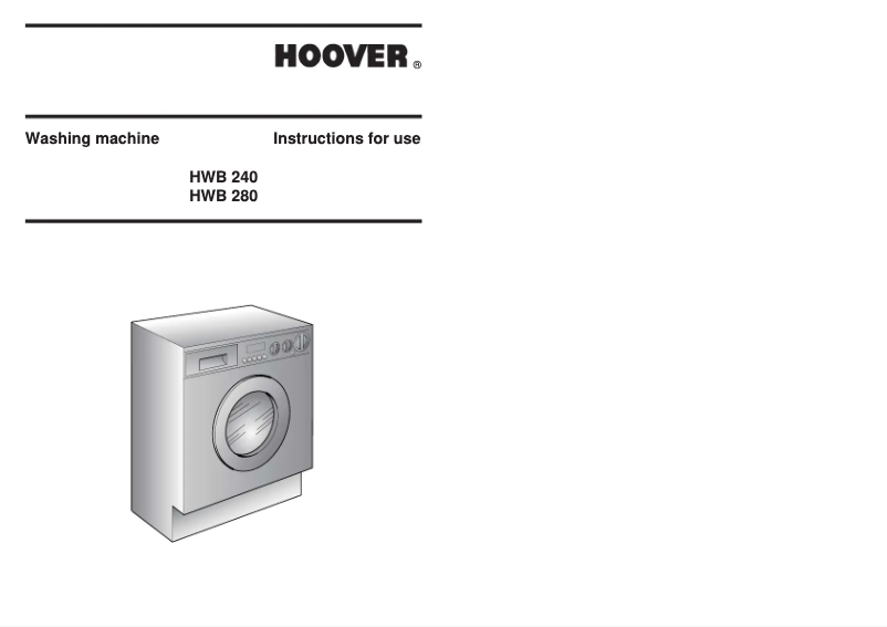 Page n°1 - Manuel utilisateur Hoover HWB 280