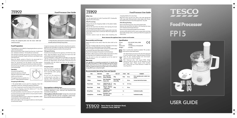 Image de la première page du manuel de l'appareil FP15