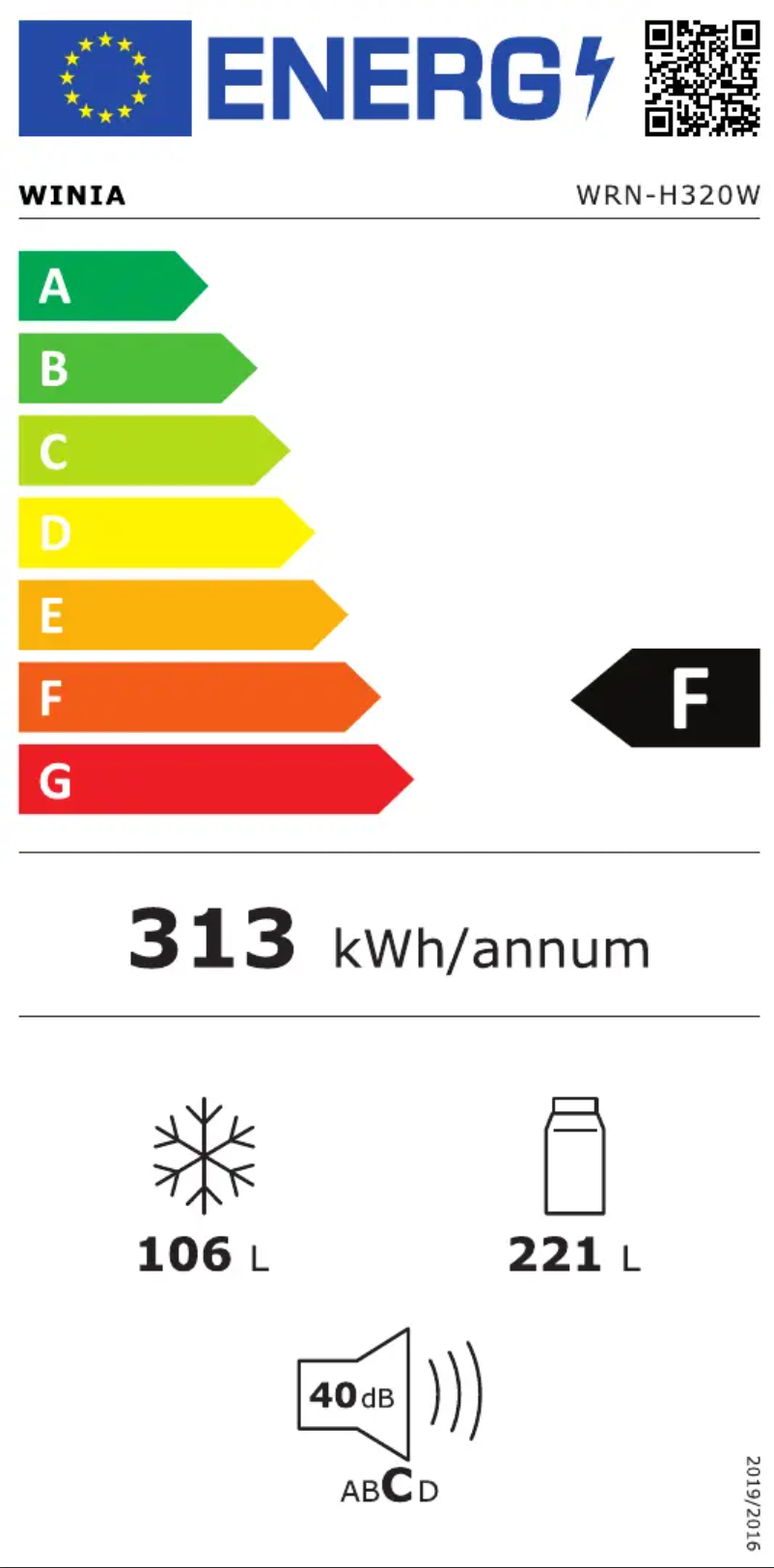 Page n°1 - Label énergétique Winia WRN-H320W