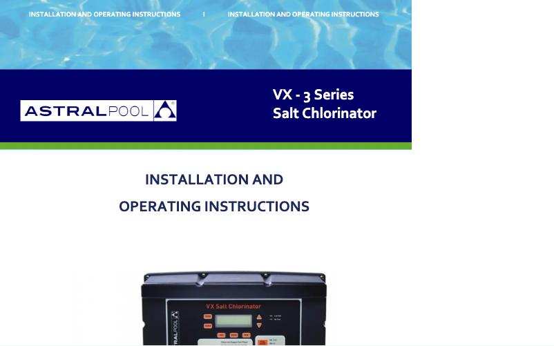 Page 1 de la notice Manuel utilisateur AstralPool VX 11T