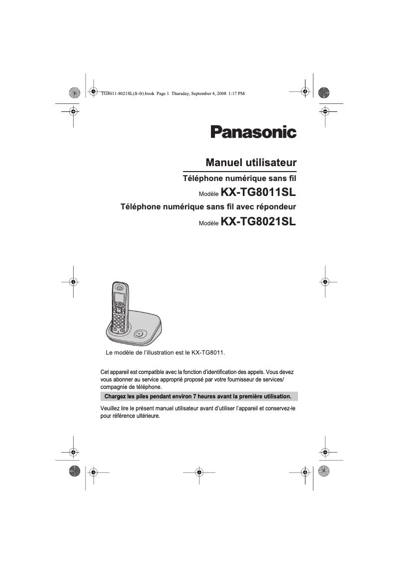 Page n°1 - Manuel utilisateur Panasonic KX-TG8011SL