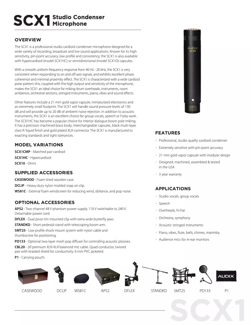 Page n°1 - Manuel utilisateur Audix SCX1