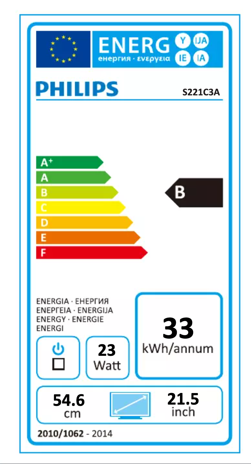 Page n°1 - Label énergétique Philips S221C3AFD