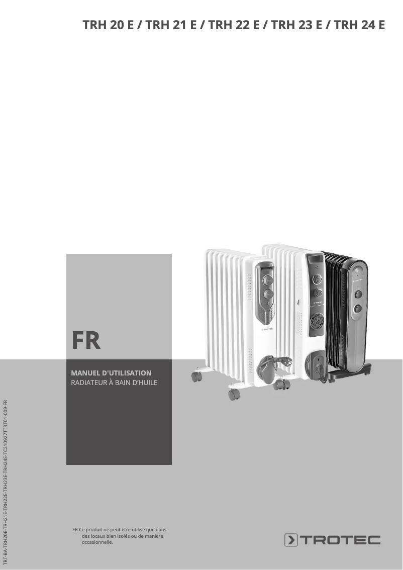 Page n°1 - Manuel utilisateur Trotec TRH 23 E