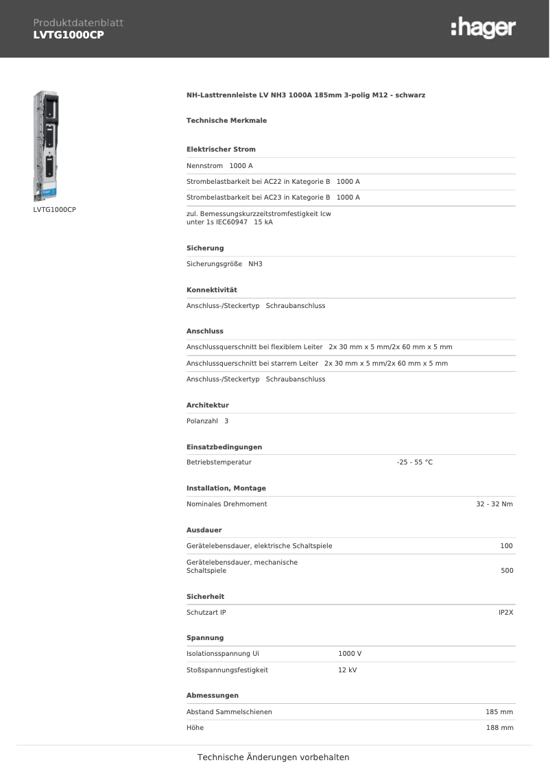 Page n°1 - Manuel utilisateur Hager LVTG1000CP