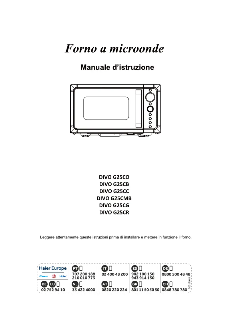 Page 1 de la notice Manuel utilisateur Candy DIVO G25CO