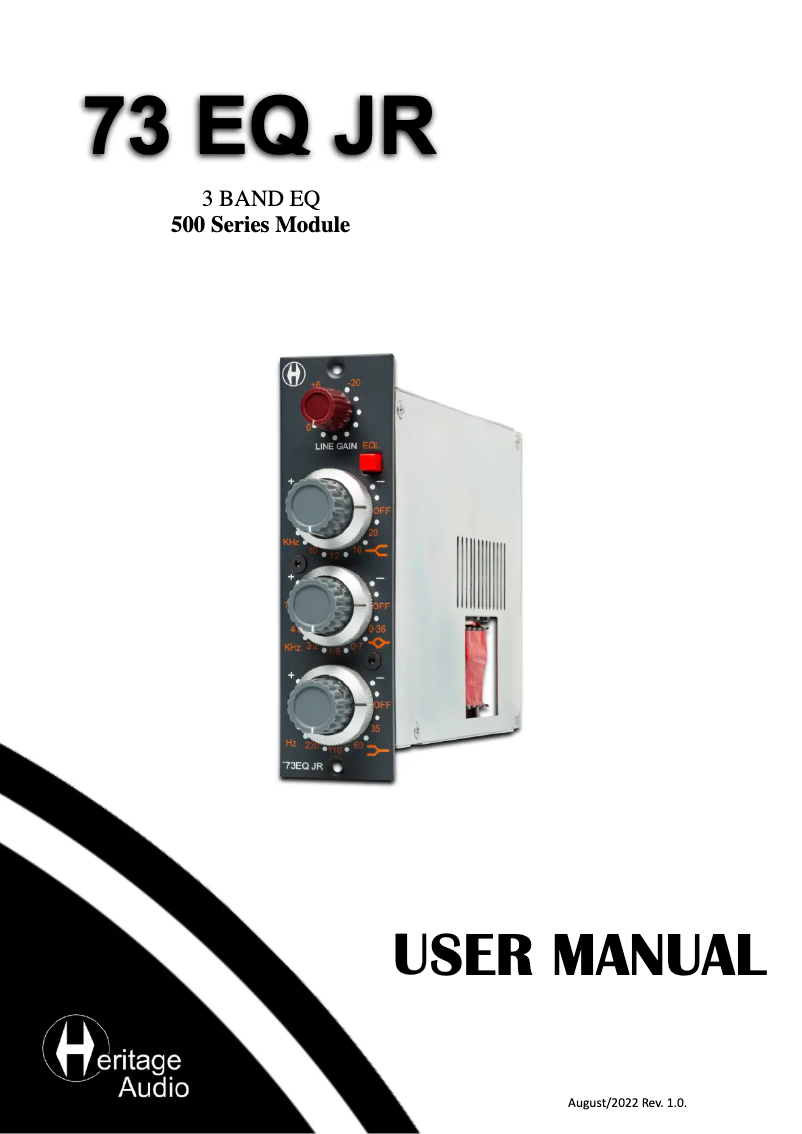 Page 1 de la notice Manuel utilisateur Heritage Audio 73 EQ JR