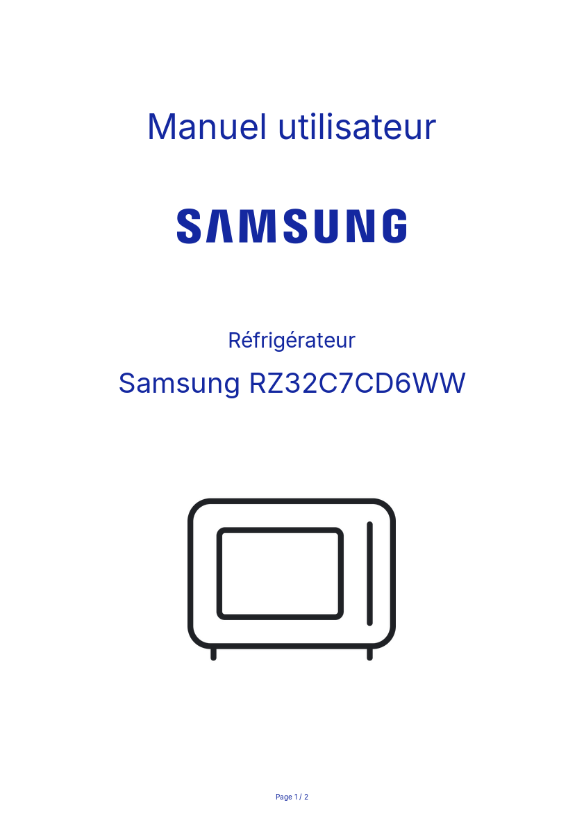 Page n°1 - Manuel utilisateur Samsung RZ32C7CD6WW