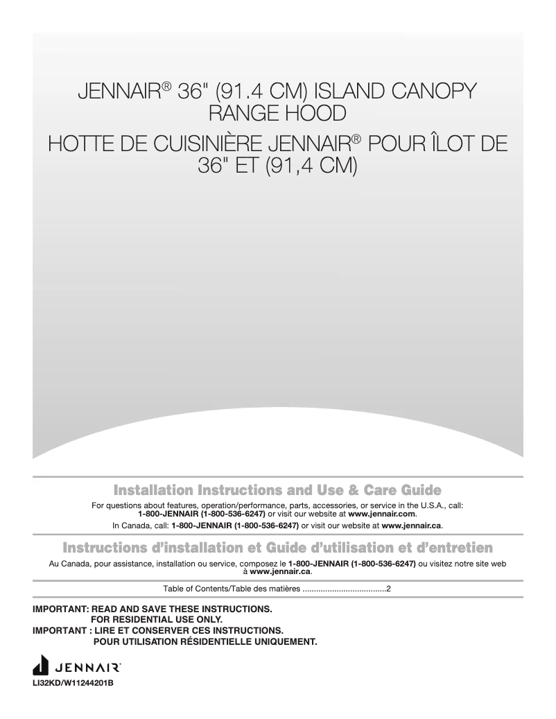 Page n°1 - Manuel utilisateur JennAir JXI8536HS