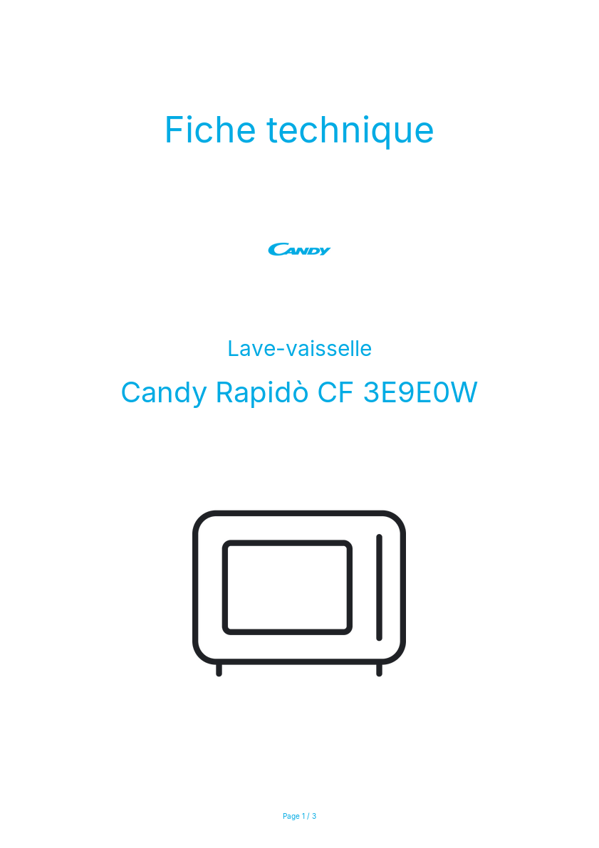 Image de la première page du manuel de l'appareil Rapidò CF 3E9E0W